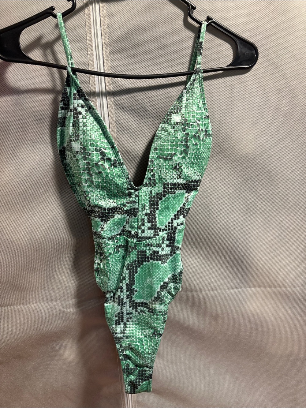 Green Snake-Print One-Piece Swimsuit